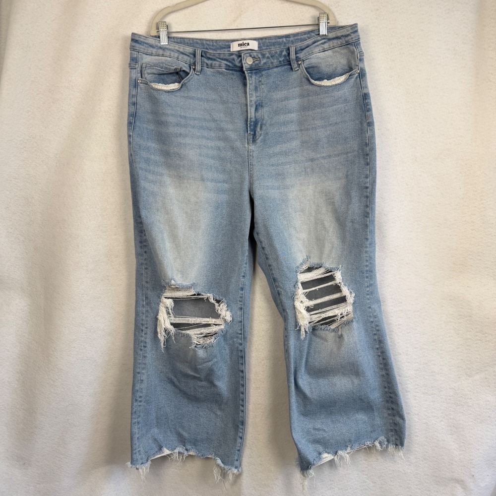 Mica Los Angeles‎ Jeans 90's Vintage Crop Flare LightWash Distressed HighRise 20 - Picture 4 of 14